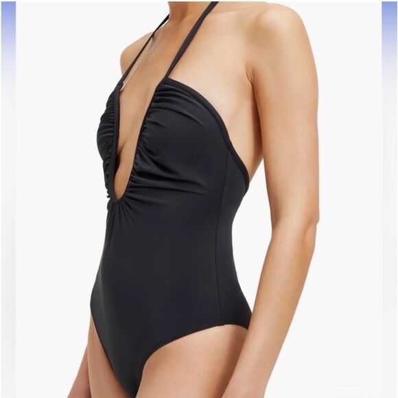 Revolve X Good American Leilani Halter Neck One-Piece Swimsuit In Black - Picture 6 of 7